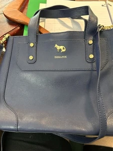 Bolso Emma Fox Snap Azul Marino con Interior Pata de Gallo Negro - Imagen 1 de 5