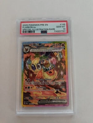 2025 POKEMON PRE EN-PRISMATIC EVOLUTIONS #146 FLAREON ex SIR GEM MT PSA 10 - Image 1 of 2