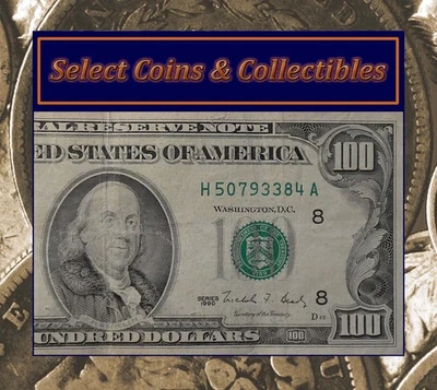 1990 (H) $100 One Hundred Dollar Bill Federal Reserve Note St. Louis Currency - Image 1 of 4