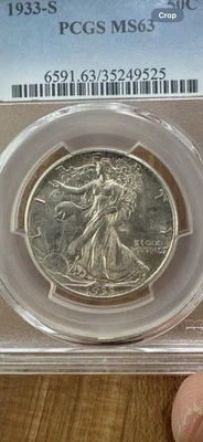 ⭐️Medio dólar Walking Liberty 1933-S graduación profesional MS-63!!!! ¡Impresionante moneda!! Foto 1 de 4