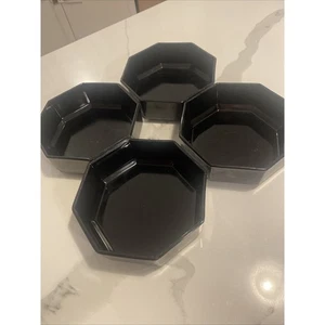 Juego de 4 cuencos de sopa o cereal Arcoroc Octime octágono de vidrio negro Francia vintage - Imagen 1 de 9