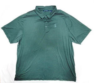 Cutter & Buck Big & Tall Golf Polo Shirt Green White Stripe Spartan Logo 2XB/2TG - Picture 1 of 9