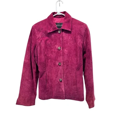 Guillaume Women's Burgundy Suede Leather Button Blazer Jacket Size M - Image 1 of 4