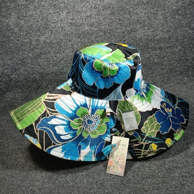 Sombrero de playa reversible Johnny Was para mujer Zolita tropical celeste ala ancha Foto 1 de 4