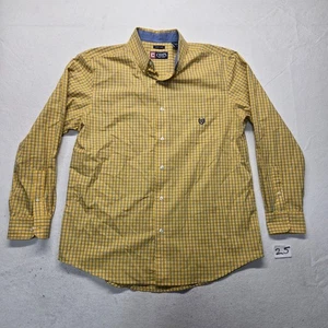 Chaps Easy Care Yellow Check Long Sleeve Collared Button Up Shirt Men's L Large - Picture 1 of 7