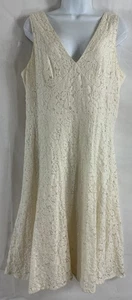 B.i.y.a.y.c.d.a. Vtg Sz 14 Ivory Lace Empire Drop Waist Dress V-Neck Sleeveless - Picture 1 of 21