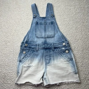 Gap Kids Denim Faded Bleached Short Overalls Small - Picture 1 of 11