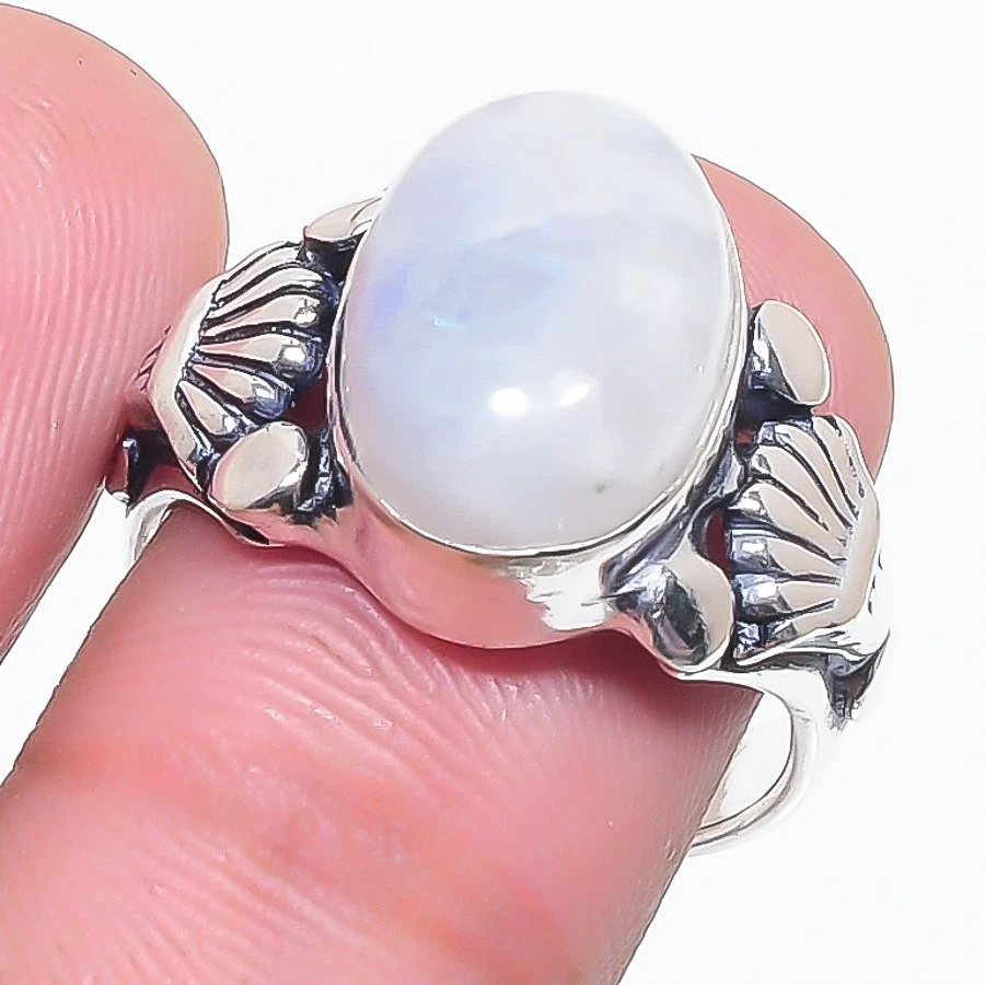 Natural Moonstone Gemstone 925 Sterling Silver Jewelry All Size Ring For Gift - Image 1 of 1