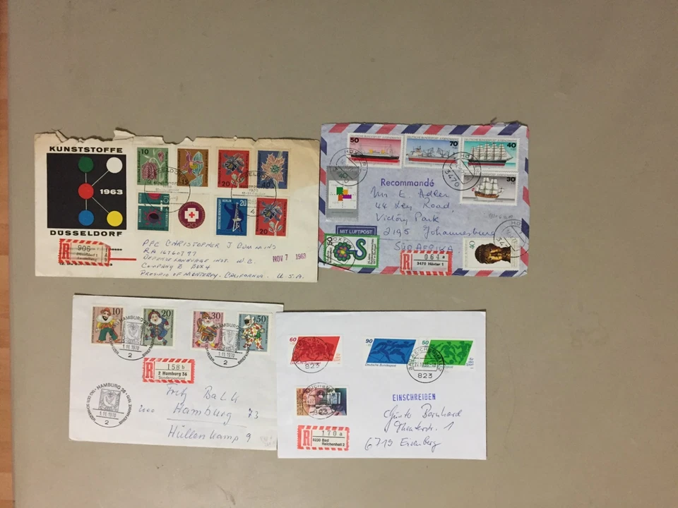 Four Germany registered covers with sets stamps - Image 1 of 1