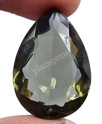 34.05 Ct Pear Cut Natural Green Amethyst  Certified Brazil Loose Gemstone 5FRG - Image 1 of 4