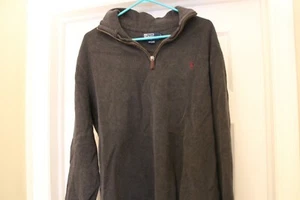 Polo Ralph Lauren Quarter Zip Pullover Sweater Jacket Mens Large Charcoal - Picture 1 of 1