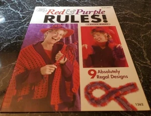 AJ23 A. SCHOOL OF NEEDLEWORK 2004, RED & PURPLE RULES CROCHET PATTERN LEAFLET - Picture 1 of 2