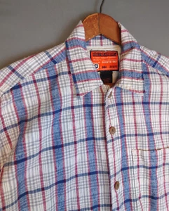 VINTAGE Bugle Boy Checkered Button Up Short Sleeve Shirt Men's Size Large - Picture 1 of 10