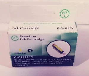 GREEN PROJECT C-CLI221Y Yellow Ink Cartridge Replaces Pixus Mp610, Pixma ip3600 - Picture 1 of 2