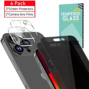 Anti-Spy Privacy Glass Protector for iPhone 15 14 Pro Max 13 12 11 Camera Cover - Picture 1 of 18
