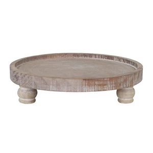 Decorative Round Wood Riser for Display Farmhouse Pedestal Stand for Kitchen ... - Picture 1 of 6