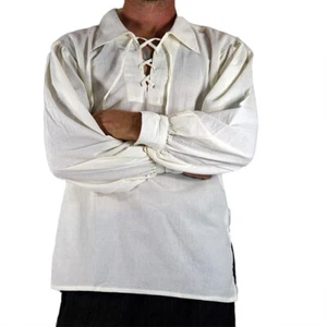 Vampire Colonial Gothic Shirt Lace-up Renaissance Men Medieval Shirt Poet Pirate - Picture 1 of 9