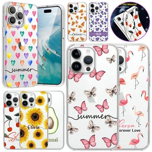 Cute Phone Case Personalised Name Clear Cover For iPhone 17 16e 15 Pro Max 14 13 - Picture 1 of 56