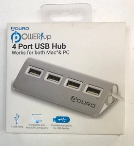 ADURO 4-PORT USB 2.0 HUB PORT REPLICATOR FOR MAC & PC, PW-4HUB07 New In Box NIB - Picture 1 of 6