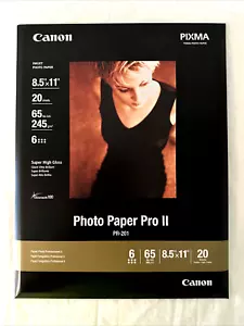 Canon Photo Paper Pro II Super High Gloss 8.5 x 11 Inches 20 Sheets Inkjet NEW - Picture 1 of 2