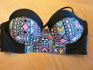Young Women's Bra Style Top Black w/colorful design Size S, Adjustable - Picture 1 of 6