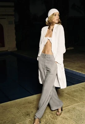 Zara Oyster White 100% Linen Coat With Pockets, Size M BNWT - Image 1 of 4