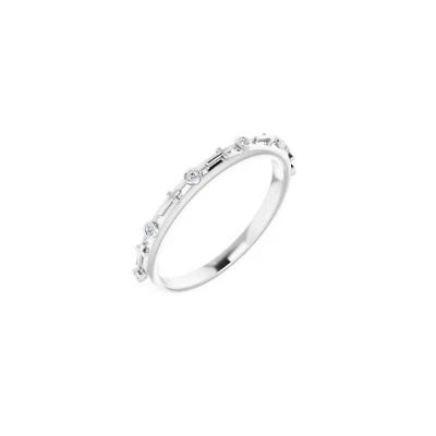 14K White Gold .03 CTW Natural Diamond Cross Ring Size 7 for Women 2.34gm - Image 1 of 3