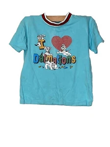Vintage 80s I Heart Dalmatians kids T-shirt aqua blue Size L Kids Made In USA - Picture 1 of 7