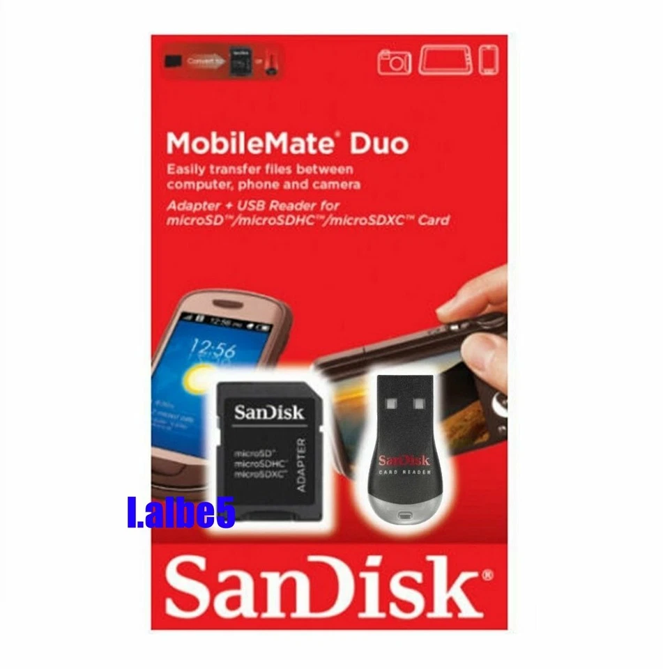 SanDisk MobileMate Duo Micro SD USB card reader with SD Adapter SDDRK-121 - Image 1 of 1