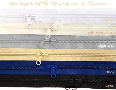 30 36 40 Inch 5mm Zipper with Double Pull - Head to Head Sliders - Purse Handbag - Image 1 of 4