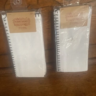 8 servilletas Robert Stanley blancas con punto látigo negro 18”x 18” ¡NUEVAS!  Foto 1 de 4