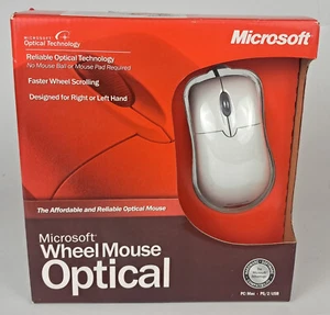 Microsoft Wheel Mouse Optical PC / MAC USB PS2 White New Free Shipping - Picture 1 of 5