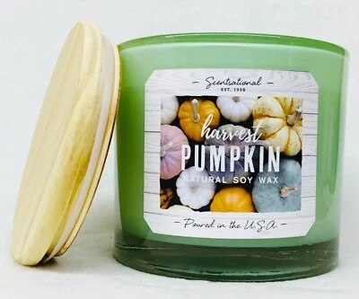 1 vela de cera de soja natural Scentsational HARVEST PUMPKIN grande 26 oz Foto 1 de 2