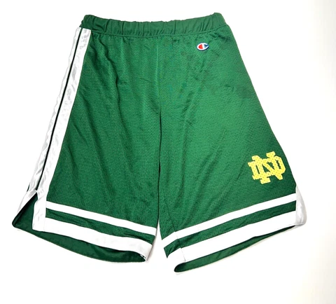 Vintage Champion Notre Dame Fighting Irish Shorts NCAA Green Mesh Men's M Cover