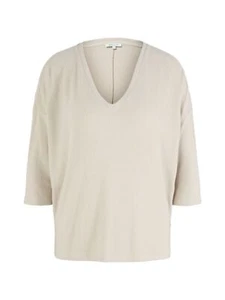 Camiseta de mezclilla de mujer Tom Tailor cuello en V suelta - ajuste relajado XS-XXL beige marrón - Imagen 1 de 8
