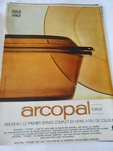 PUBLICITE 1967  Arcopal topaze le premier service en verre à feu de couleur - Picture 1 of 1