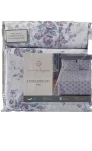 Lenzuola Nanette Lepore Shabby Chic RE Fiori Viola 6 pz - Foto 1 di 8