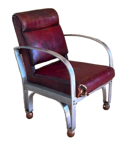 Paul Cret Cincinnati Ohio Union Terminal Railway Art Deco Metal Brass Chair Vtg Cover