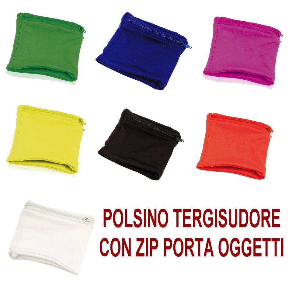 POLSINO Tergisudore PORTAMONETE con TASCA in MICROFIBRA Tennis CERNIERA Gym ZIP