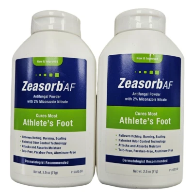 Zeasorb AF 抗真菌粉 运动员的脚等 2.5 盎司 ( 2 包 ) 绿色 -- — 第 1/2 张图片
