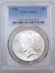 1922 Peace Silver Dollar PCGS MS62 Bright with Frosty Luster #T64B - Bild 1 von 4