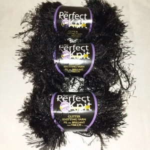 The Perfect Knit Glitter Knitting Yarn Black Lot of 3 skeins 35 grams ea NEW  - Picture 1 of 5