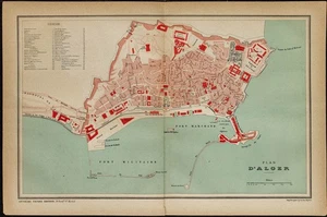 1880 - Plan ancien d'Alger - Ville côtière d'Algérie - Gravure ancienne - Picture 1 of 5