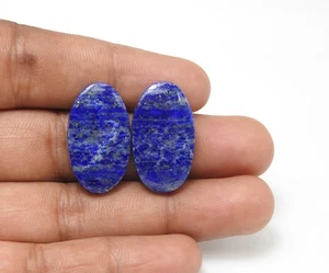 33.00 Cts Natural Lapis Lazuli Oval Pair Gemstone Earring Making Cabs 14X24X4 - Picture 1 of 9