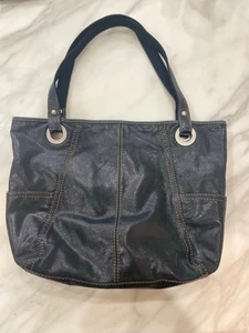 Fossil Leather Shoulder Bag Double Handle Tote Purse Handbag Black - Picture 1 of 12