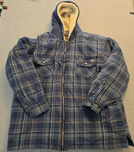 Dickies Jacket Mens XL Sherpa Lined Hooded Flannel Heavyweight Workwear Plaid - Picture 1 of 11