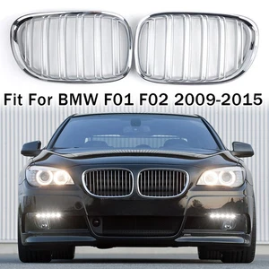 For BMW F01 F02 F03 F04 2009-15 2Pcs Chrome Dual Slat Front Bumper Kidney Grille - Picture 1 of 8