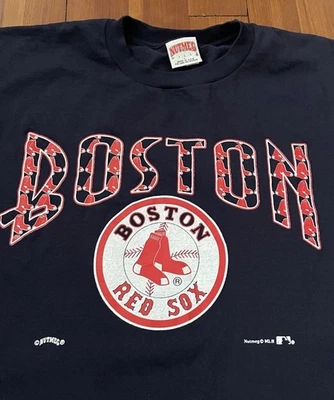 Vintage 90s Boston Red Sox MLB Nutmeg Graphic T-Shirt (Size Large) Single Stitch - Image 1 of 4