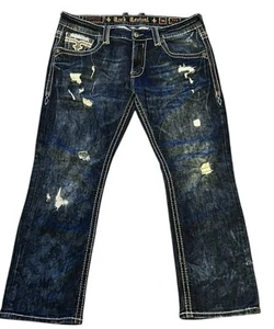 Rock Revival Jeans Size 36 Men's Lowry Relaxed Straight Distressed - Picture 1 of 21