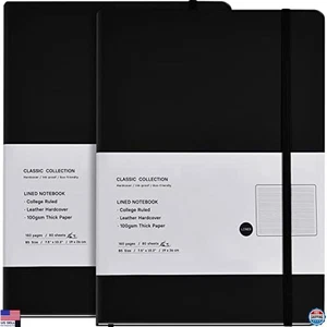Stunning 2-Pack B5 Classic Hardcover Notebooks - College Ruled, 160 Pages, Black - Picture 1 of 6